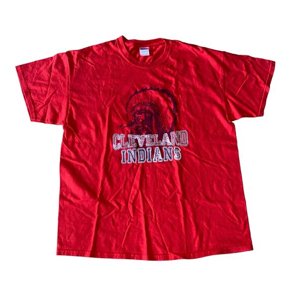 Vintage Cleveland Indians MLB Baseball Crew Neck short sleeve red t-shirt XL - Picture 1 of 6